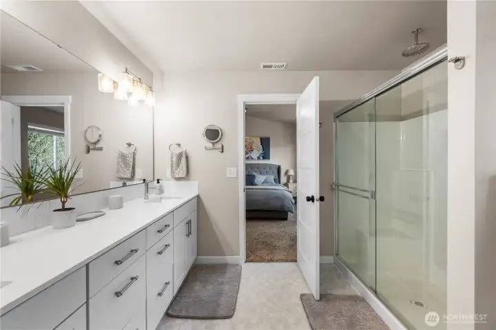 Primary bathroom with walk in shower.