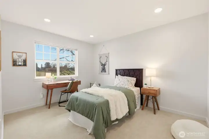 Bedroom 2 - So spacious, large closet, all new lighting added, and views across the field, not into a neighbors window!