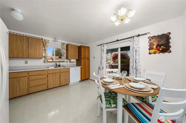 Spacious kitchen with adjoining dining area
