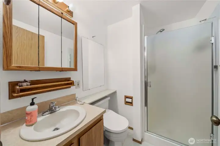 Primary bathroom with walk-in shower
