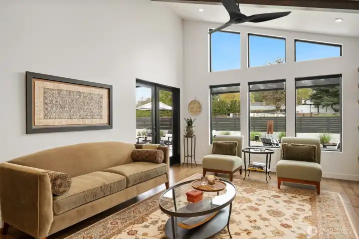 Living room with door to patio