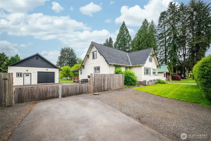 Home and detached ADU with two separate driveways.