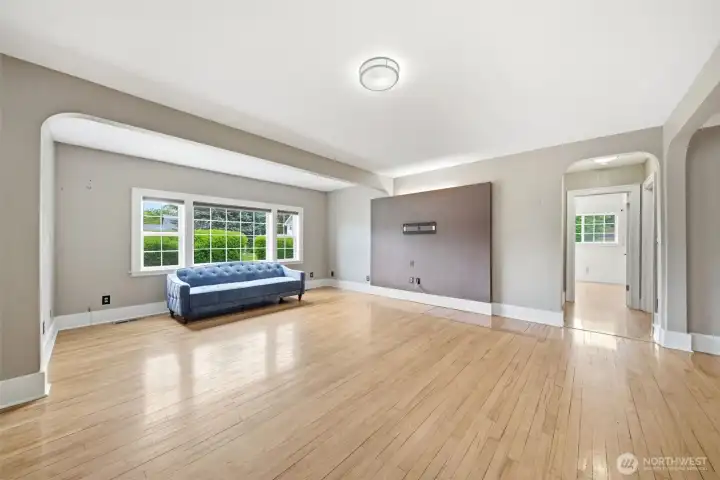Living room is full of light.
