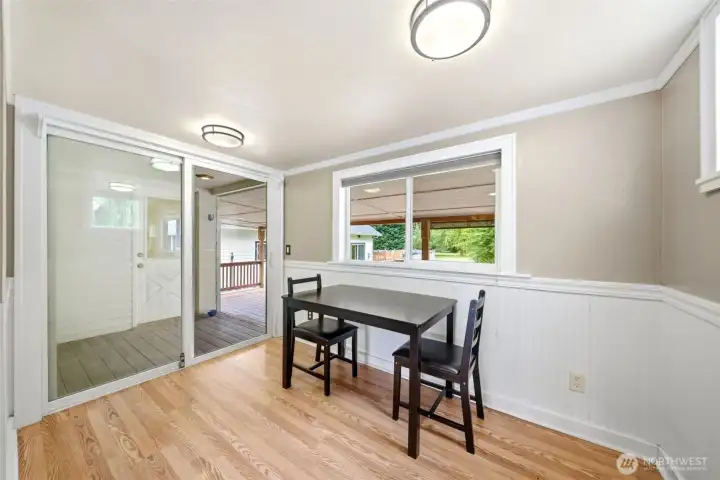 This extra space leads to the covered deck.