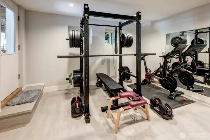 Lower level bonus room currently used as weight room. Exterior door leads to hot tub! Weights do not convey. Lower level bonus room currently used as weight room. Exterior door leads to hot tub! Weights do not convey.