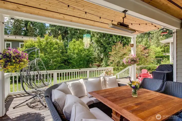 Covered Tigerwood deck perfect for NW gatherings even in the rain! Covered Tigerwood deck perfect for NW gatherings even in the rain!