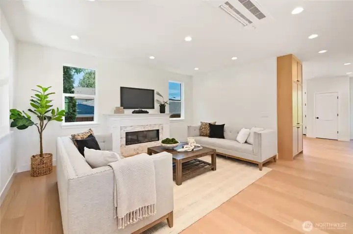 There are 2 mini splits on this great room level so you control temperature really easily. There are 2 mini splits on this great room level so you control temperature really easily.
