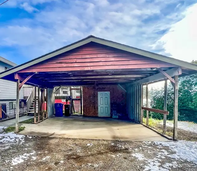 Carport with storage at the back