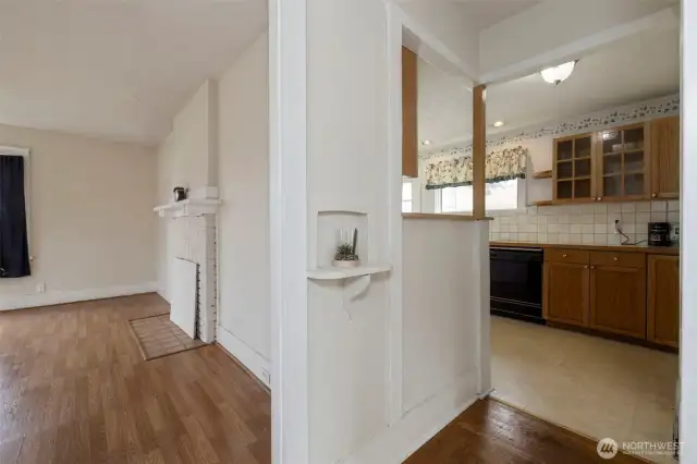 Hallway between living room, dining room & Kitchen and hall to primary