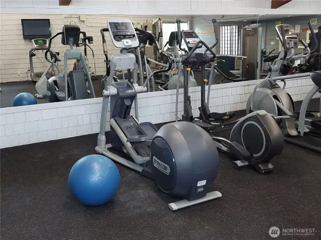 Gym, male and female dressing rooms/showers, and sauna on-site
