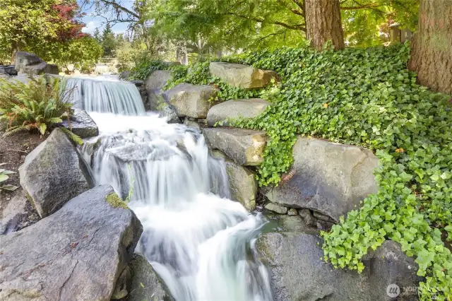 Waterfall on premises along the walking trail