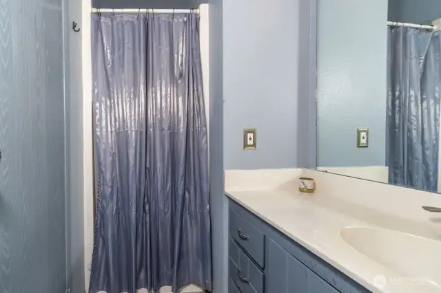 Shower and counter for Primary bathroom.