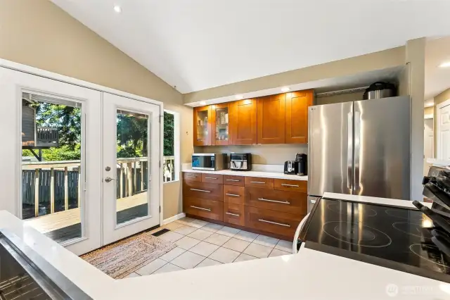 Kitchen with French Doors to the Deck