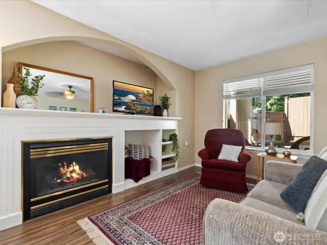 Cozy living room with gas fireplace