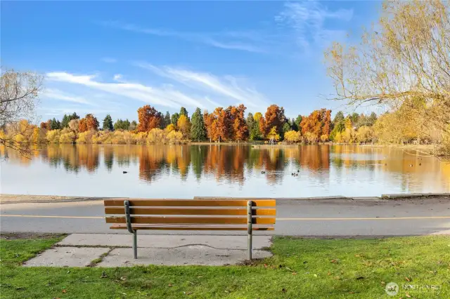 Green Lake is popular for activities like paddleboarding, kayaking, and swimming during the warmer months.
