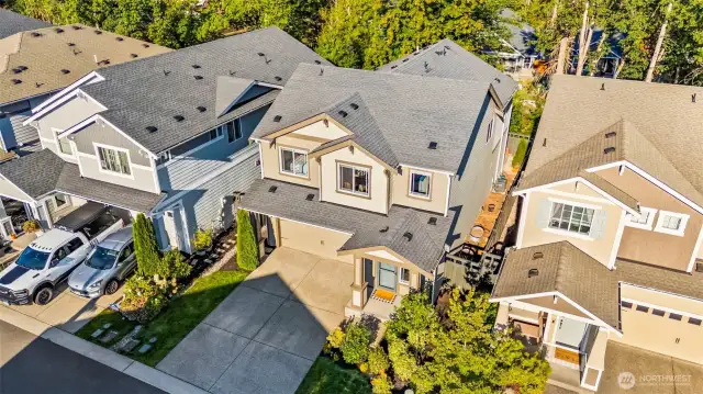 Overhead view of Granite Court cul-de-sac, featuring the home’s prime location in a quiet and desirable Black Diamond neighborhood.
