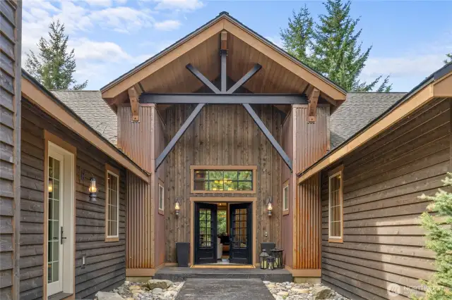 Private entry at home with steel beams