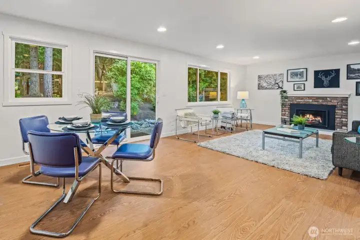 Tucked at the back of the house, this family room offers access to the back yard and all the space and comfort you'll ever need to kick back and relax.