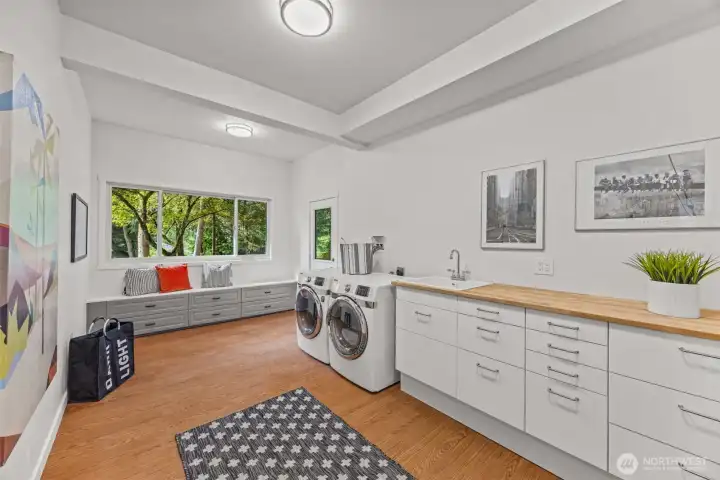 This is it!!! The room that makes living here easy and delightful!! A massive laundry / utility / mud room provides space to come inside and drop everything!