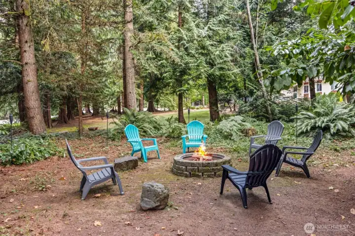 Keep exploring!! The trails and adventures on this property will take you to a fantastic fire pit, a big "camping" area beyond the fire pit, veggie gardens on the lower terrace, trails through the woods to even more secret gardens, and more!