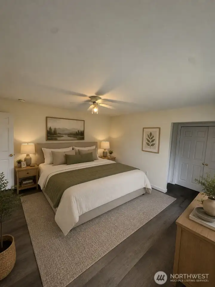 Primary bedroom, virtually staged Primary bedroom, virtually staged