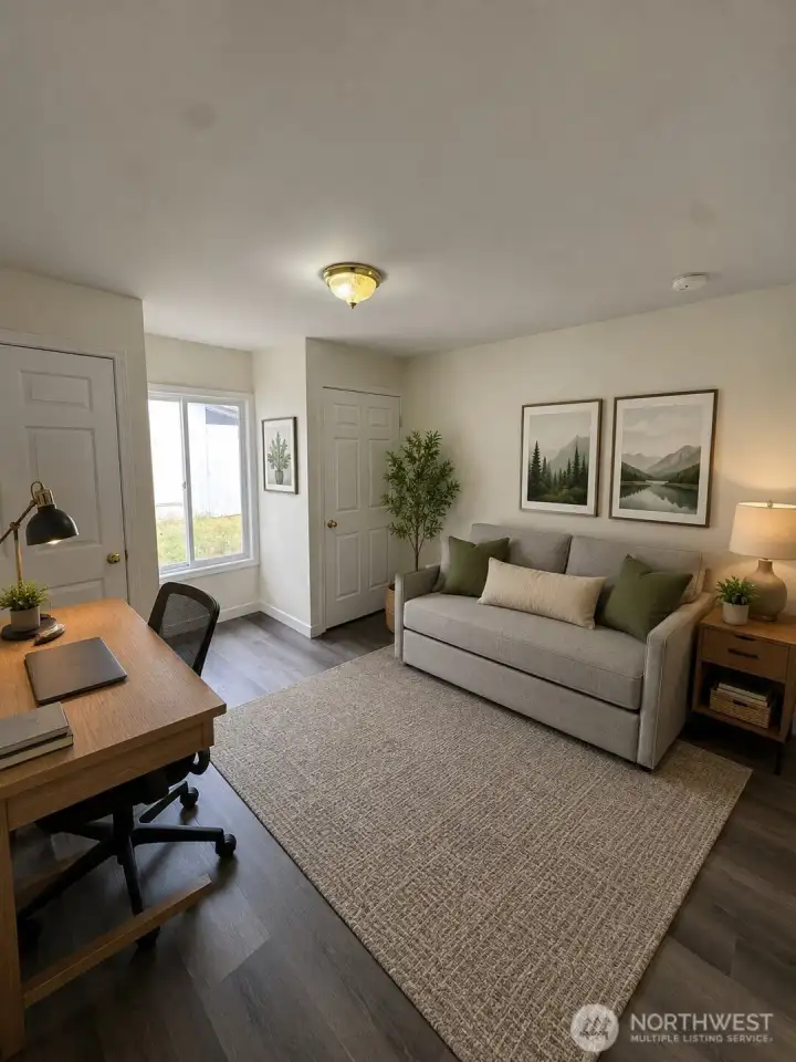 Home office/bedroom, virtually staged Home office/bedroom, virtually staged