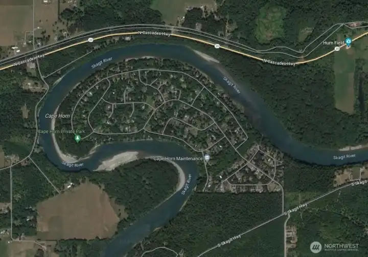 Aerial map of Cape Horn Community.