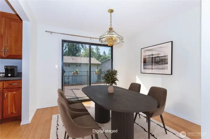 Virtually staged dining area