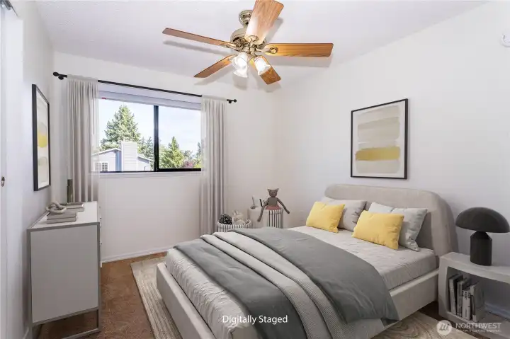 Virtually staged 2nd bedroom