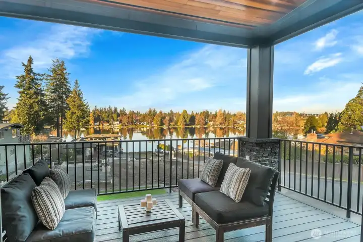 Nature sightings are abundant; Otters, eagles, herons, ducks, fish jummping and more!  Viewing deck with Trex decking cedar soffits, gas connection & outdoor speakers.