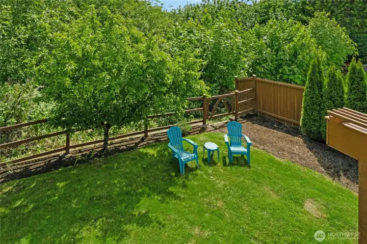 A fantastic yard for play, gardening and a good book.