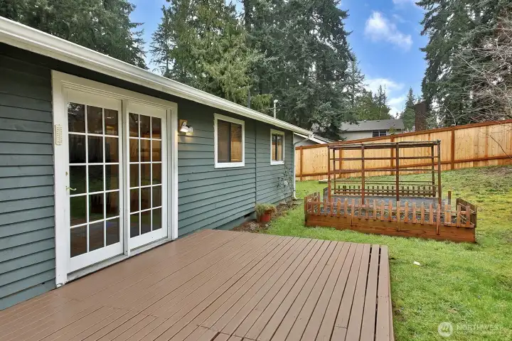 There are two raised beds awaiting plants or veggies!