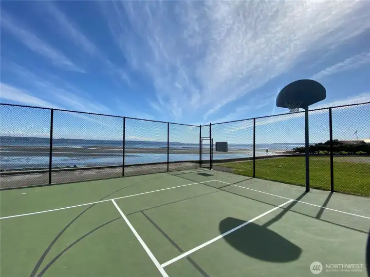 Tennis and basket ball courts.