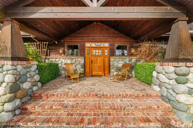 Commanding view of the front entrance of the home