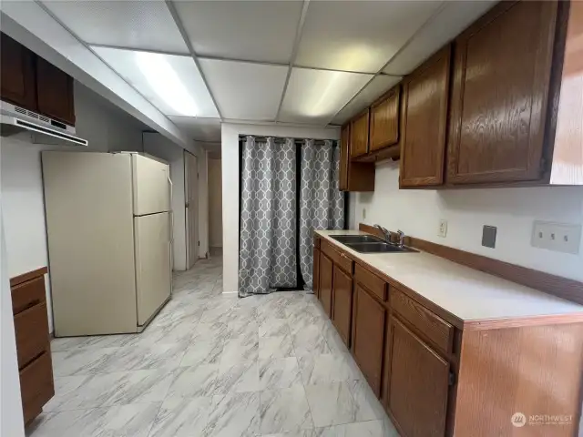 kitchenette area in the basement