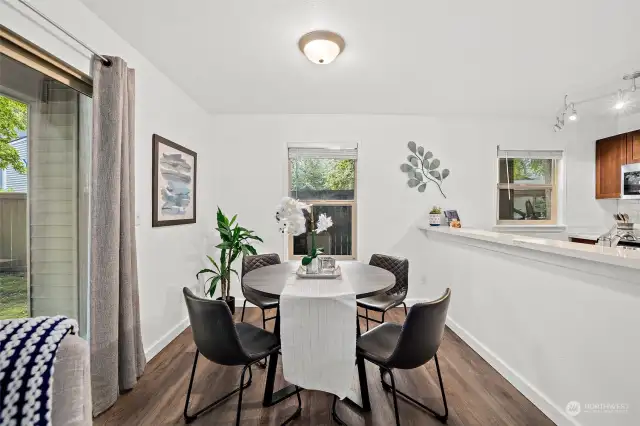 Dining area and access to the back patio.