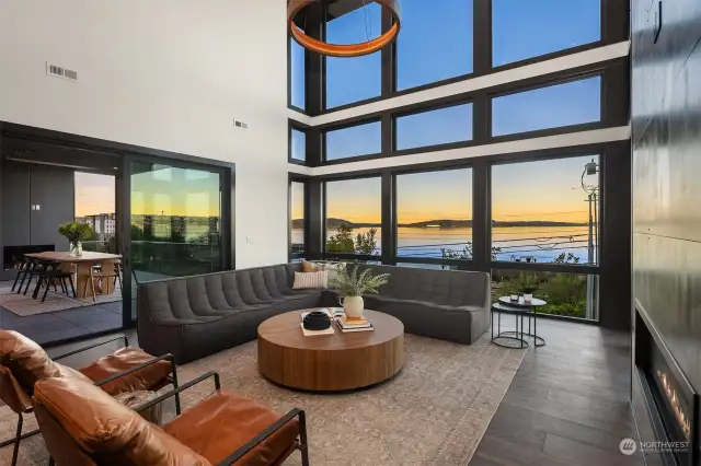 Great Room/Living Room looking out onto covered deck