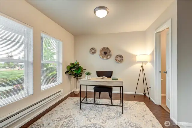 Flex room with a view of the park.