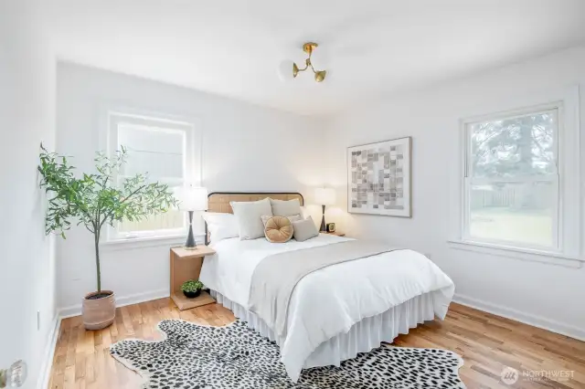 Enjoy the convenience of a primary bedroom on the main floor of this house.