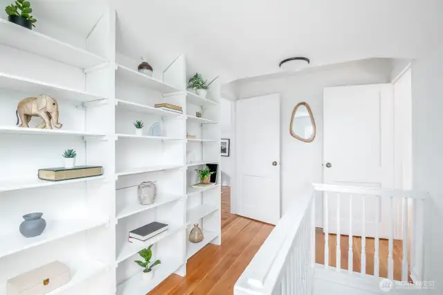 These charming built-ins add both character and functionality to the second-floor landing.