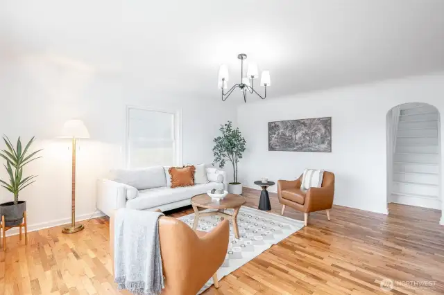 This gorgeous floors are just as lovely in person as they are here - refinished oak and fir floors throughout the house.
