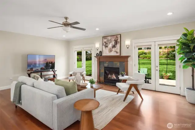Family room with gas fireplace