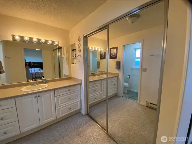 Massive amounts of closet space to the right with full mirror doors!