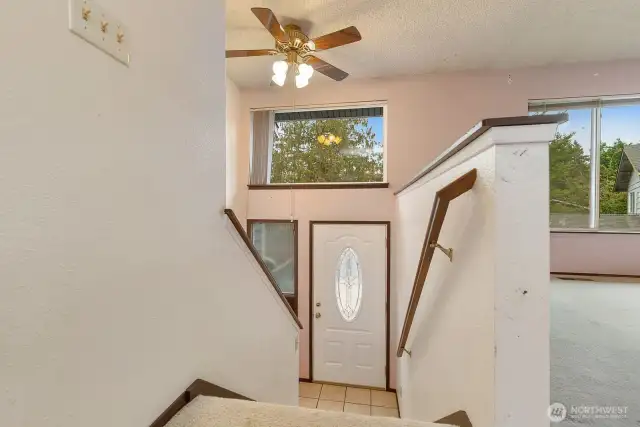Looking towards the front door from the main level.
