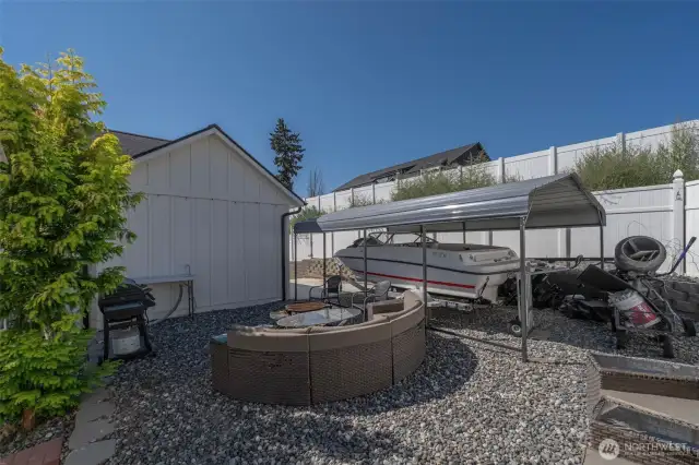 Boat storage and BBQ area