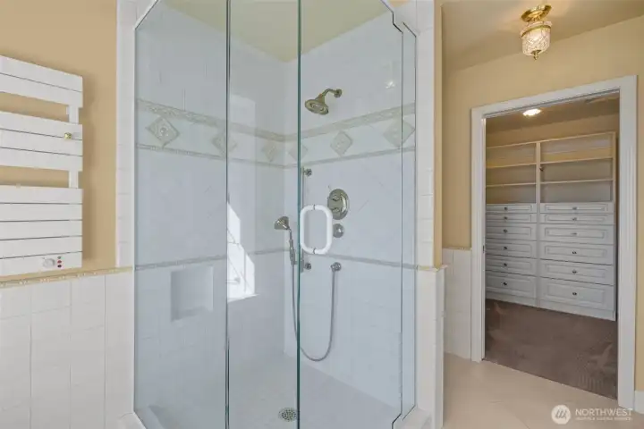Master shower and closet.