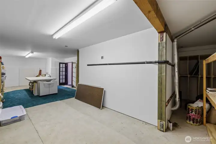 Massive basement workspace.