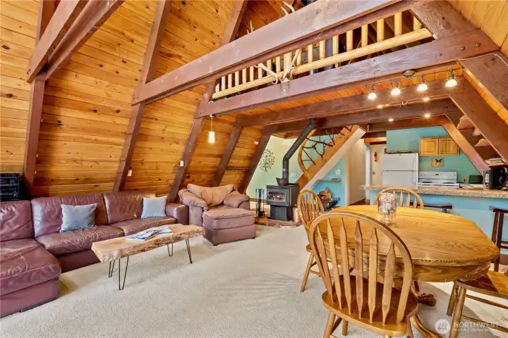 Living Room, Wood Stove, Loft