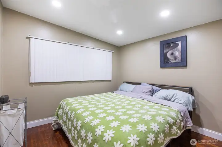 Primary bedroom easily fits a king size bed