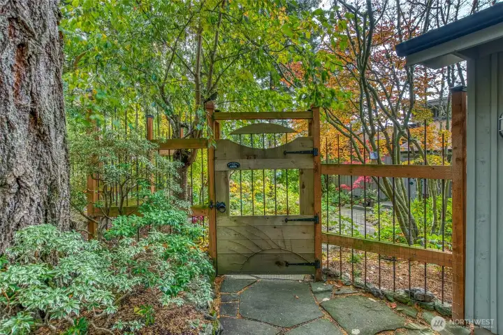 Gate to the front entrance of the garden.